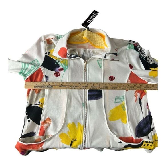Berek Womens Ray of Sunshine Full Zip Jacket Size PL White Multi Color Pockets - Picture 5 of 12